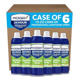 image:imageMicroban 24Hour Disinfectant Sanitizing Spray Citrus 15 Oz Aerosol Spray 6carton15 Fl Oz Pack of 6
