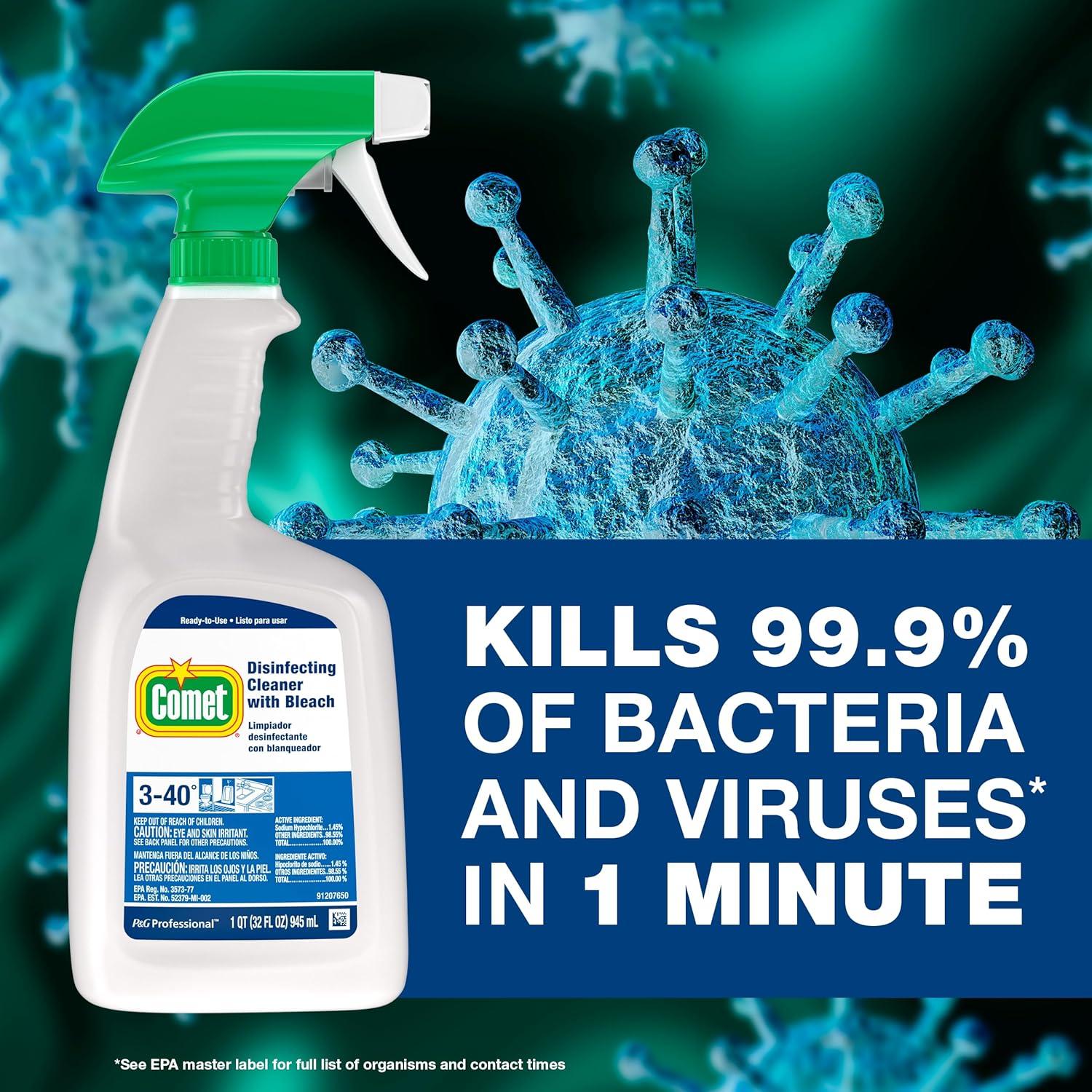 image:imageComet DisinfectingSanitizing Bathroom Cleaner 32 Oz Trigger Spray Bottle 8carton