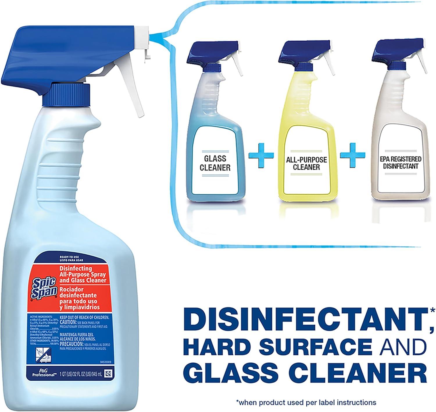 image:imageSpic and Span Disinfecting AllPurpose Spray And Glass Cleaner Fresh Scent 32 Oz Spray Bottle 8carton