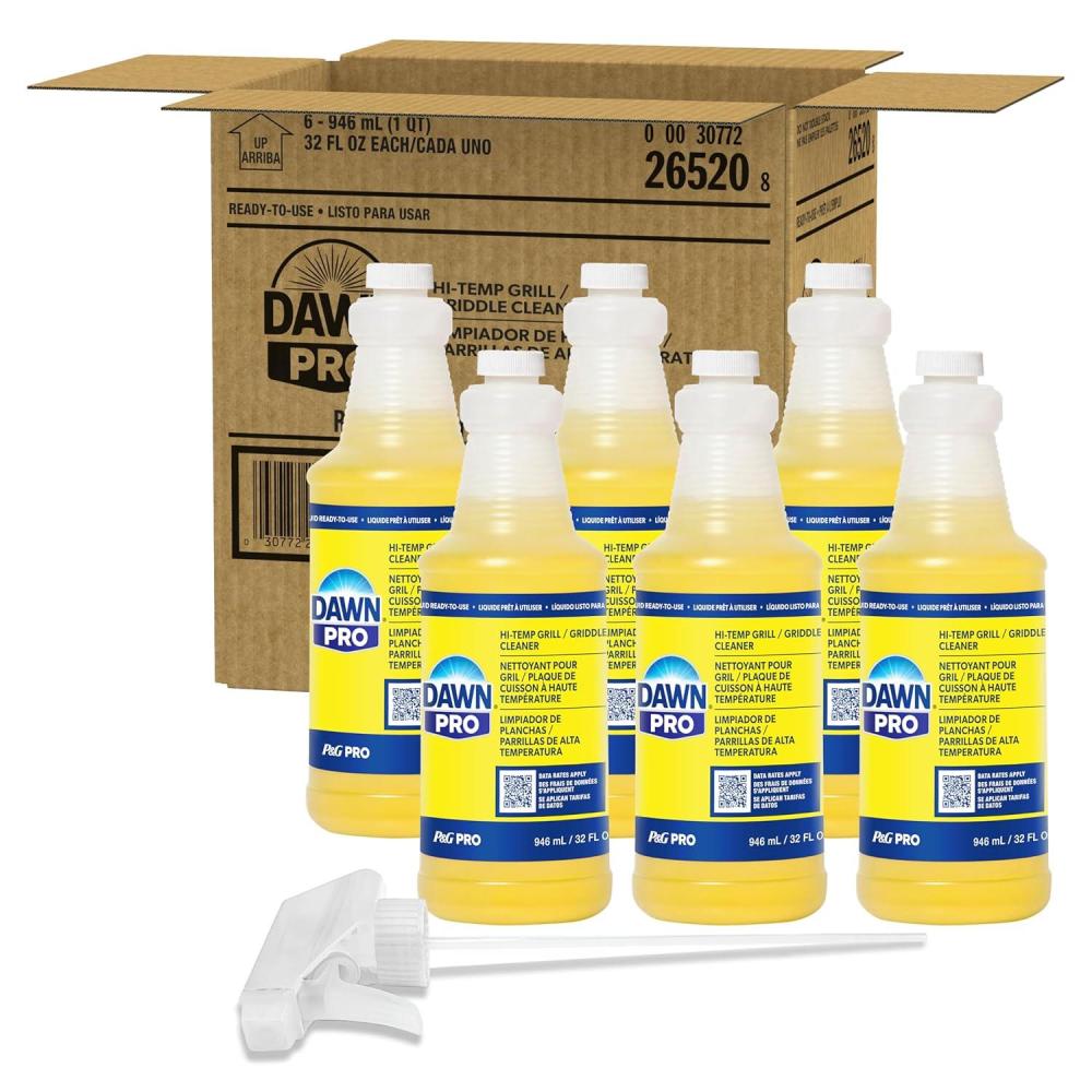 image:imageDawn PRO HiTemp Grill and Griddle Cleaner Commercial Grade Bulk Liquid Bottles 1 Spray Nozzle 32 oz Case of 632 Fl Oz Pack of 6