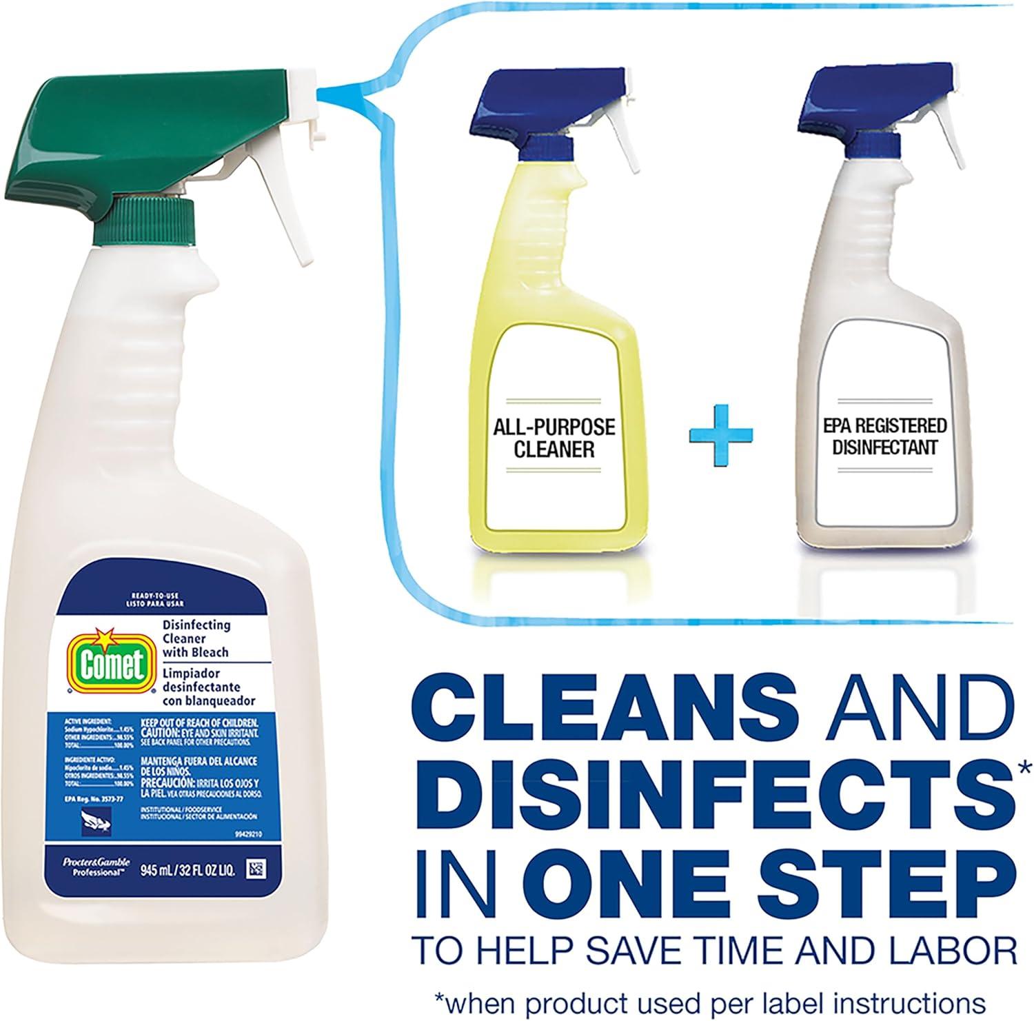 image:imageComet Professional Multi Purpose Disinfecting Liquid Cleaner with Bleach Spray for Commercial Use 32 fl oz Case of 6