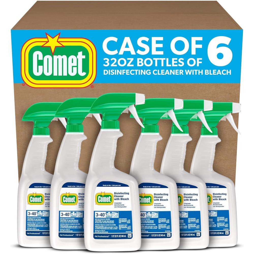 image:imageComet Professional Multi Purpose Disinfecting Liquid Cleaner with Bleach Spray for Commercial Use 32 fl oz Case of 6